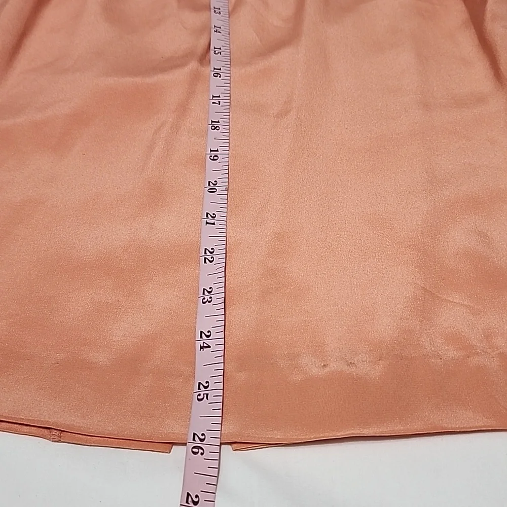 Neiman Marcus Women's Coral 100%  Silk Midi Pencil Skirt Elastic‎ Waist Size  6